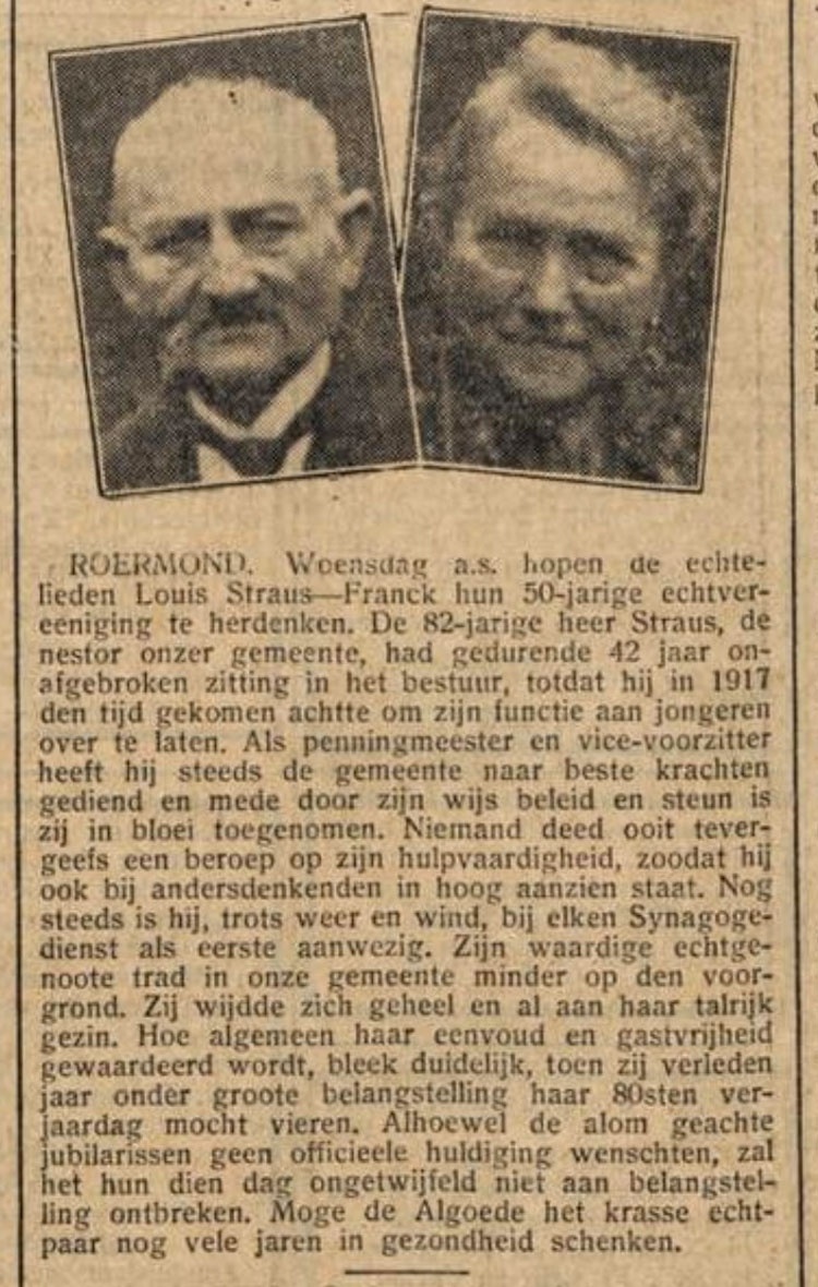 Gouden bruiloft Willem Straus en Bertha Franck 1930