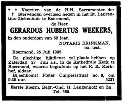 15 Gerardus Weekers overlijdensadvertentie.jpg